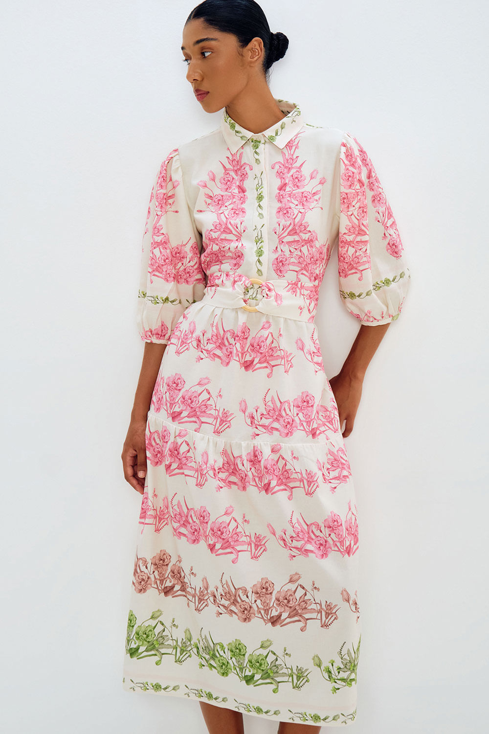 VESTIDO CAMISA BUFANTE GARGANO ROSA
