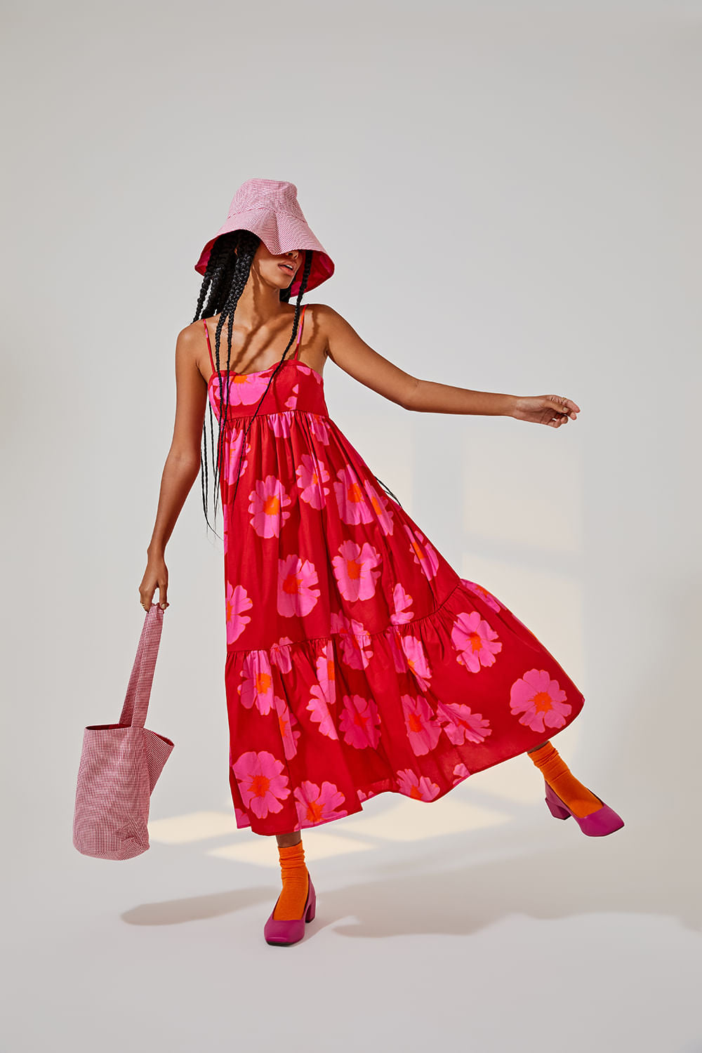 VESTIDO KARINA FLORAL POP VERMELHO