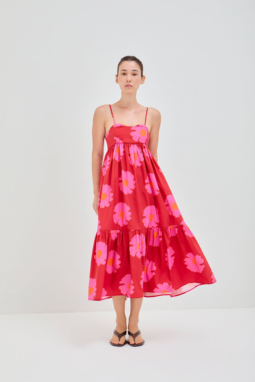 VESTIDO KARINA FLORAL POP VERMELHO