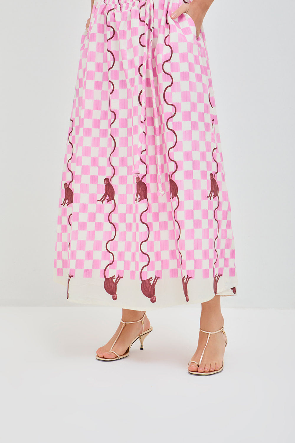 VESTIDO ROBERTA Macaco Quadriculado Rosa