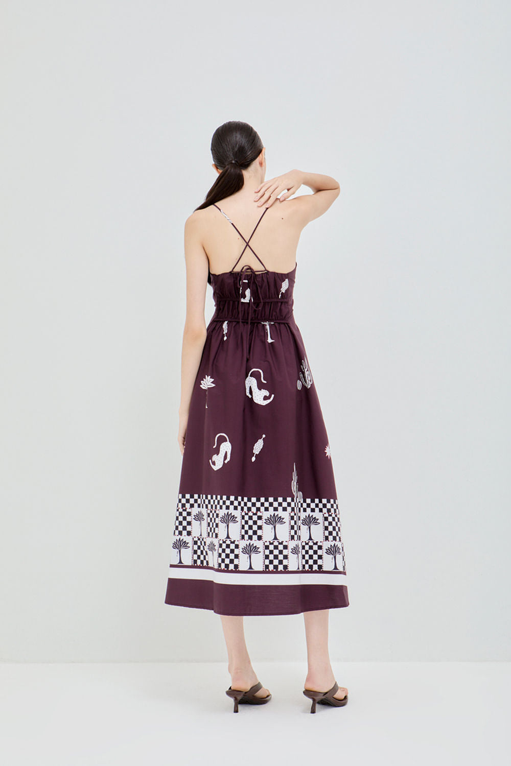 VESTIDO MARIA bananeira barrado marrom