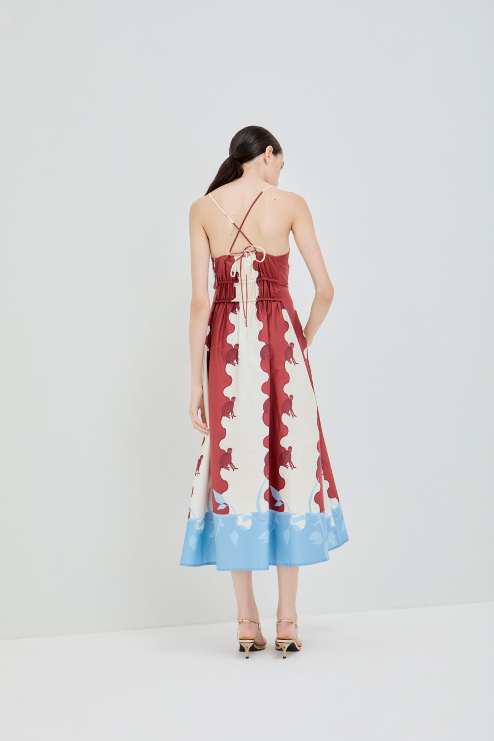 VESTIDO MARIA macaco bicolor azul