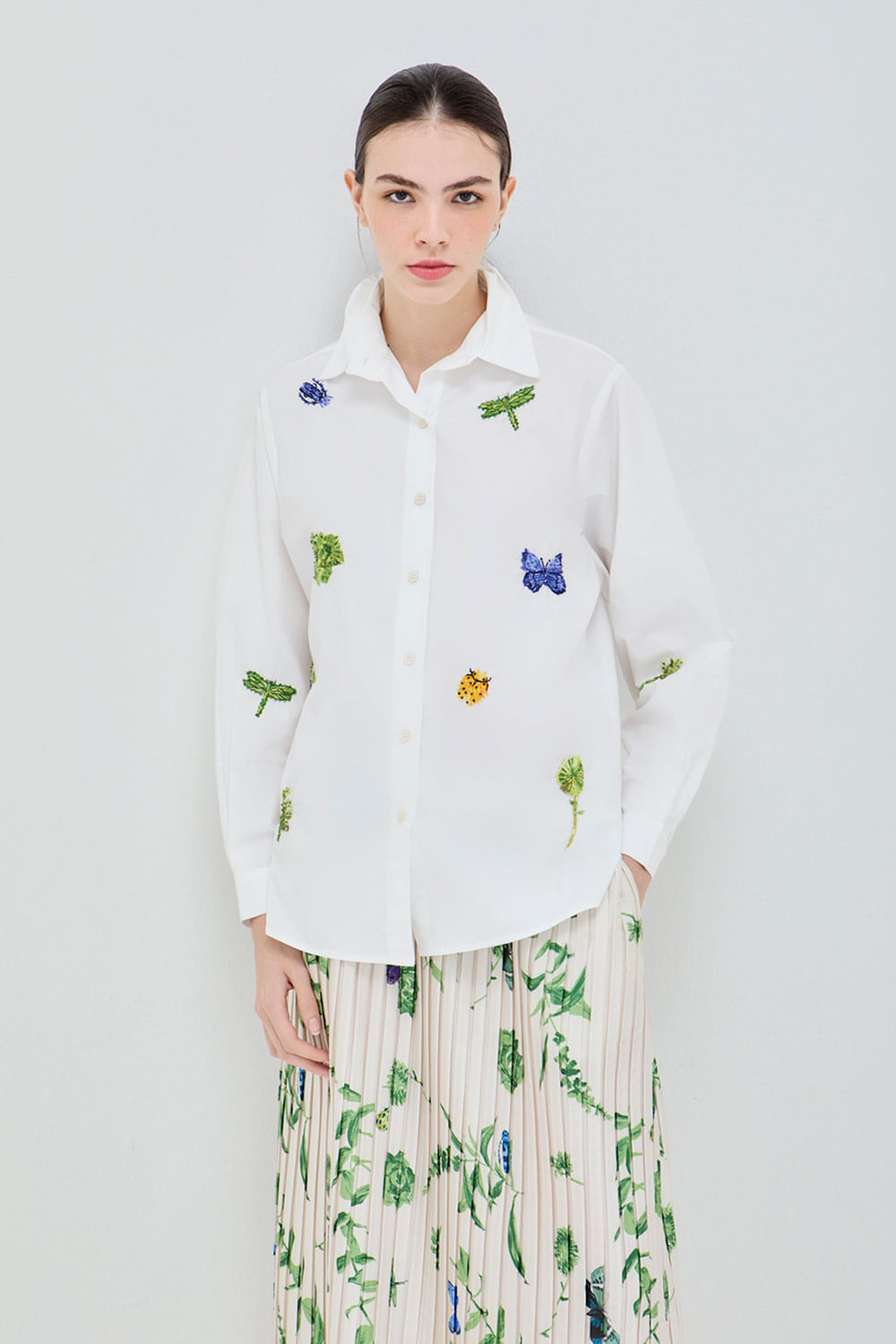CAMISA OVERSIZE bordado flora