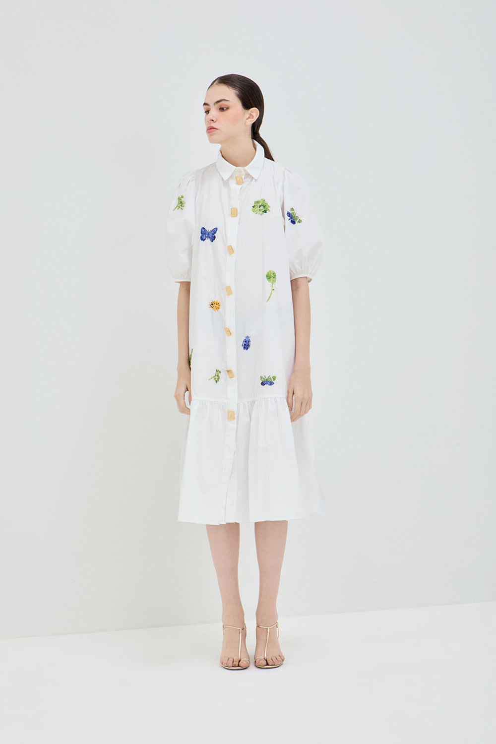 VESTIDO BUFANTE BABADO FLORA BORDADO