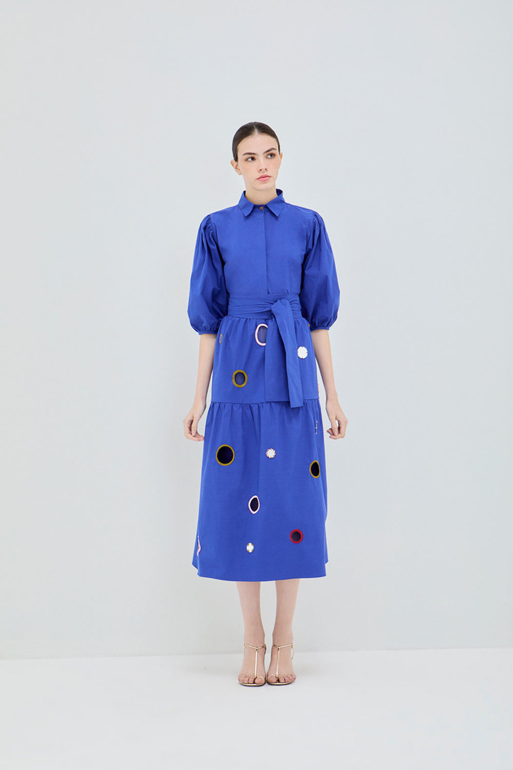 VESTIDO CAMISA BUFANTE CONFETTI AZUL