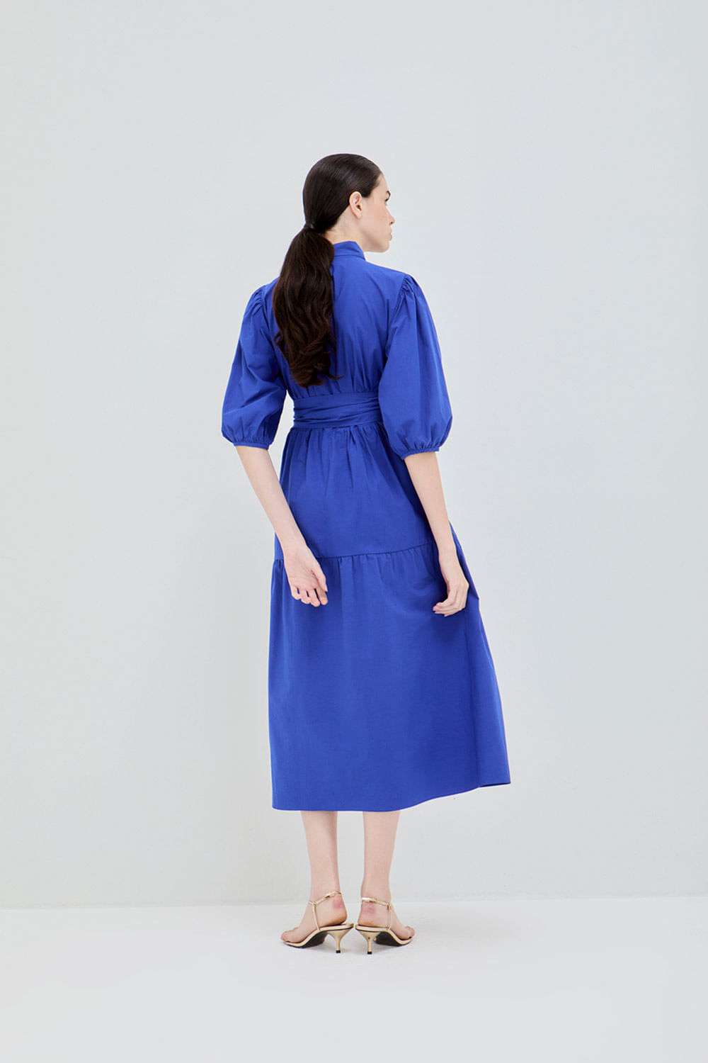 VESTIDO CAMISA BUFANTE CONFETTI AZUL