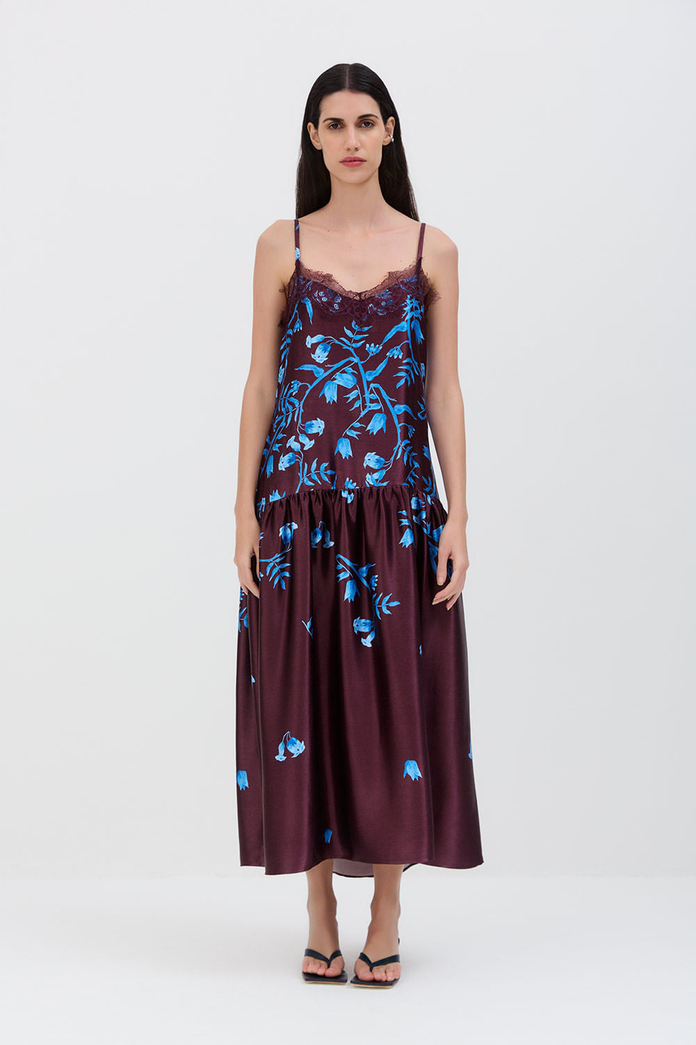 VESTIDO RENDA ÁRVORE DEGRADE BURGANDY