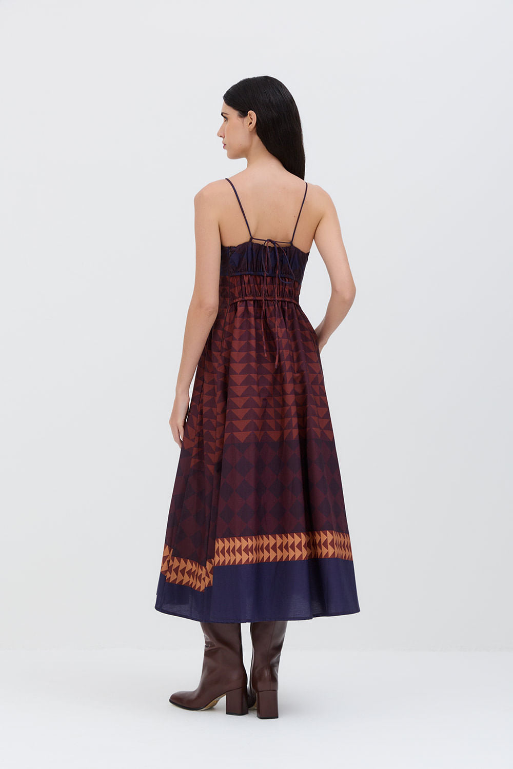 VESTIDO MARIA LOSANGO MARROM