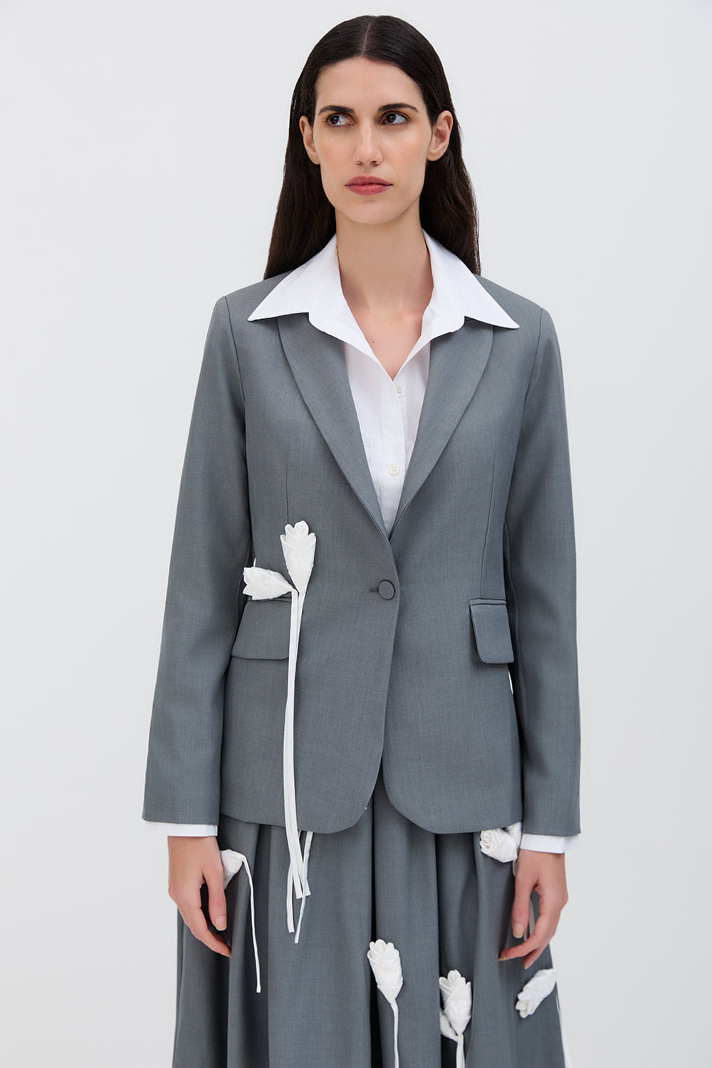 BLAZER CLÁSSICO FLOWER BRANCO