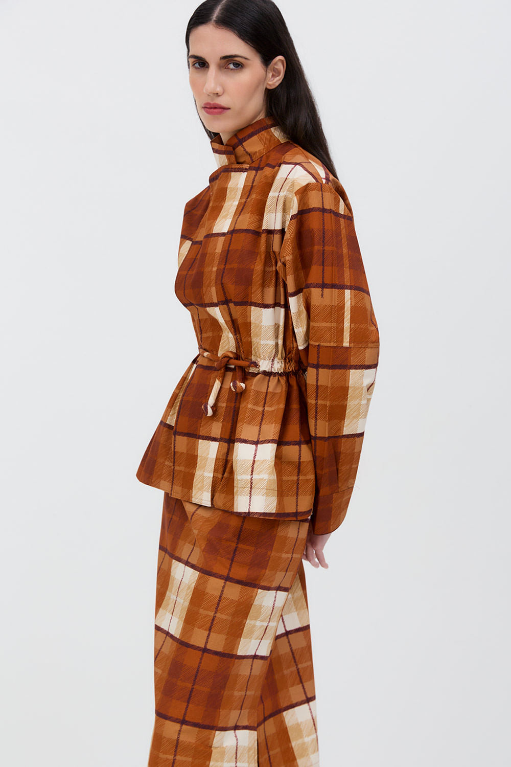 PARKA WIND XADREZ CARAMELO