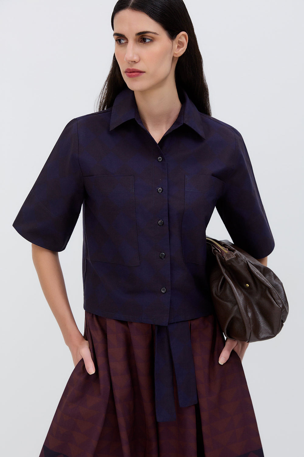 CAMISA ALVA LOSANGO MARROM