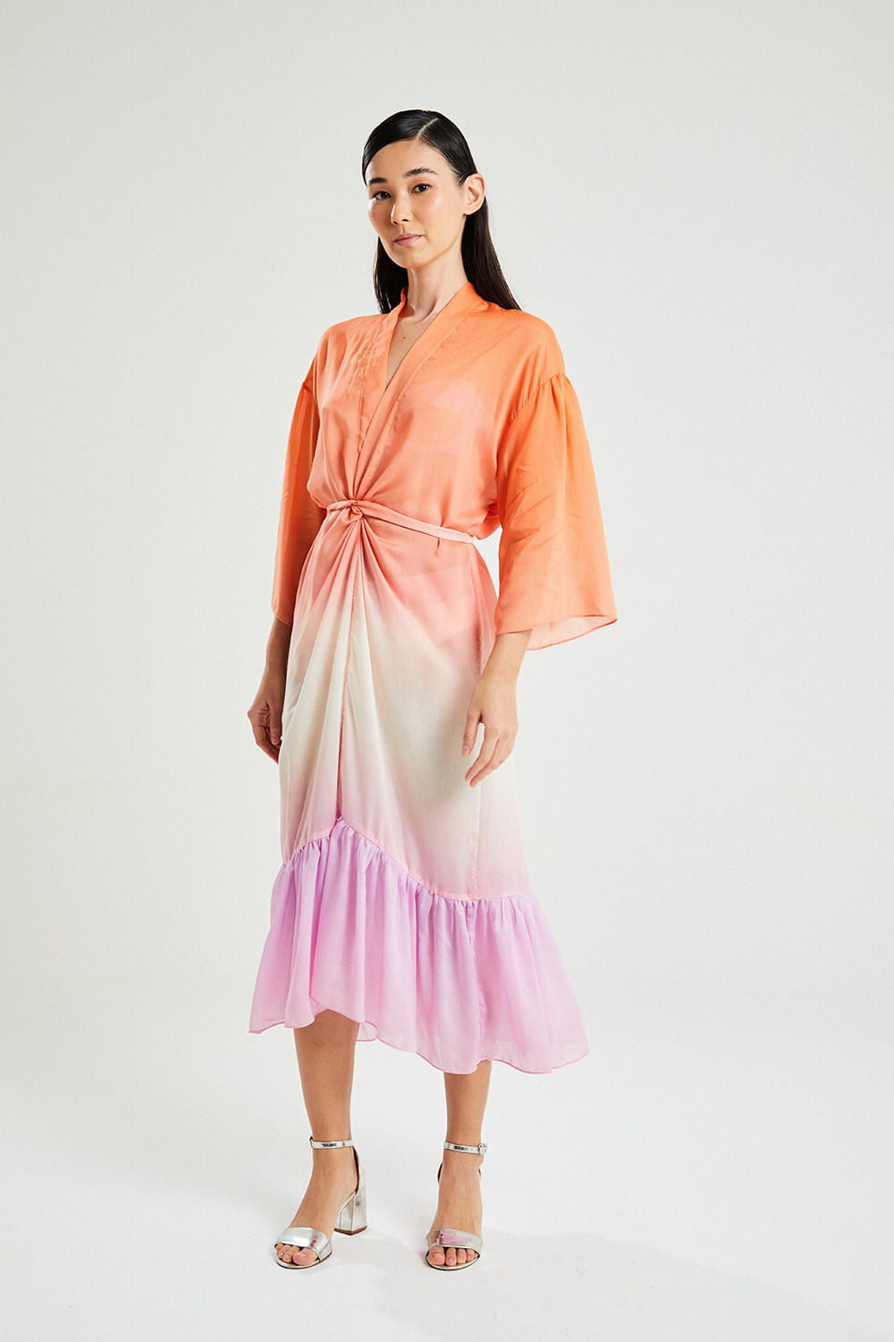 KIMONO LONGO BABADO DEGRADE SUNRISE